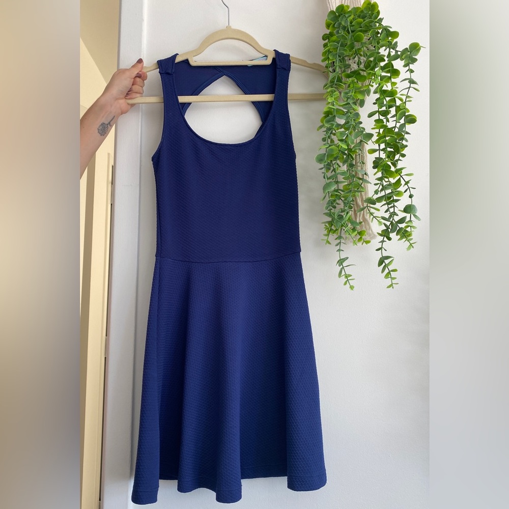 Bershka Navy blue knee-length dress